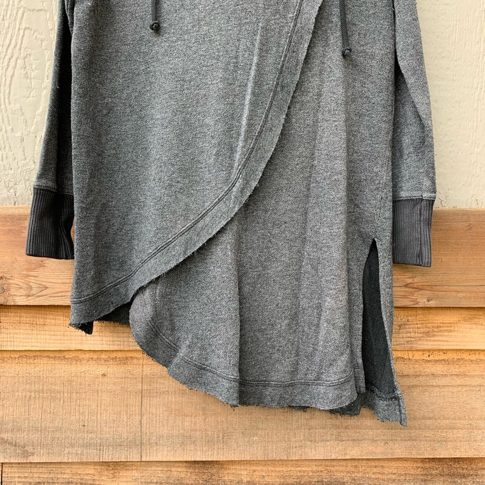 Free People charcoal gray asymmetrical layered long hoodie tunic sweatshirt - Picture 10 of 13